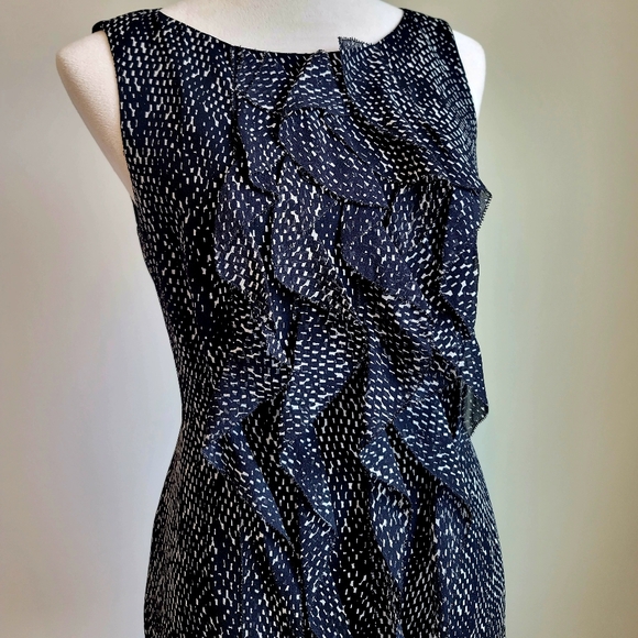 Ann Taylor 100% Silk Chiffon Black Ruffle Midi Dress, size 6 - Picture 4 of 9